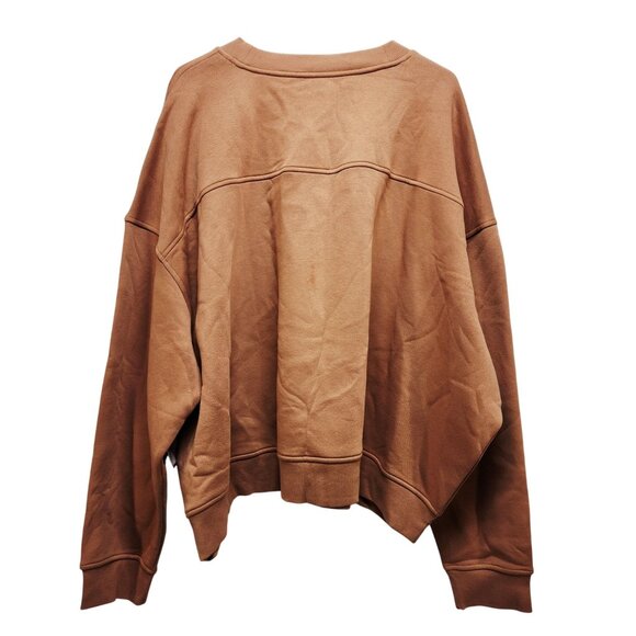 Womens Oversized Pullover Sweatshirt Size 6X Cotton Blend Brown - Picture 3 of 5